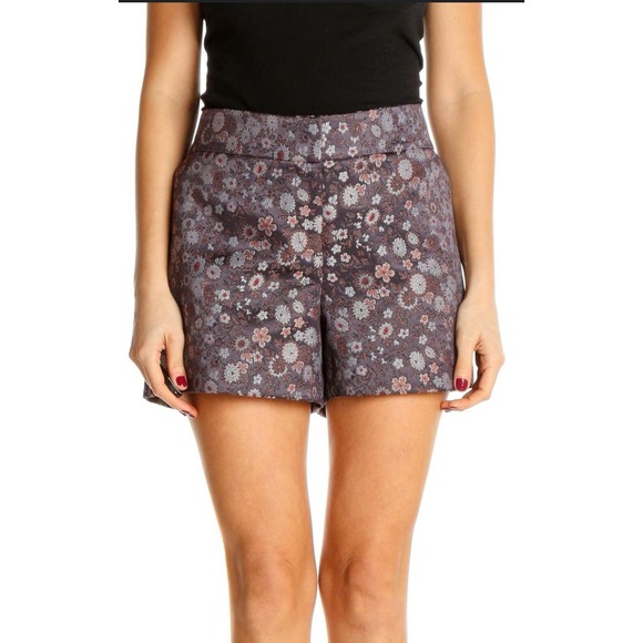 Ann Taylor LOFT Size 0 Floral Jacquard Shorts High Waist Career Casual - Picture 1 of 9